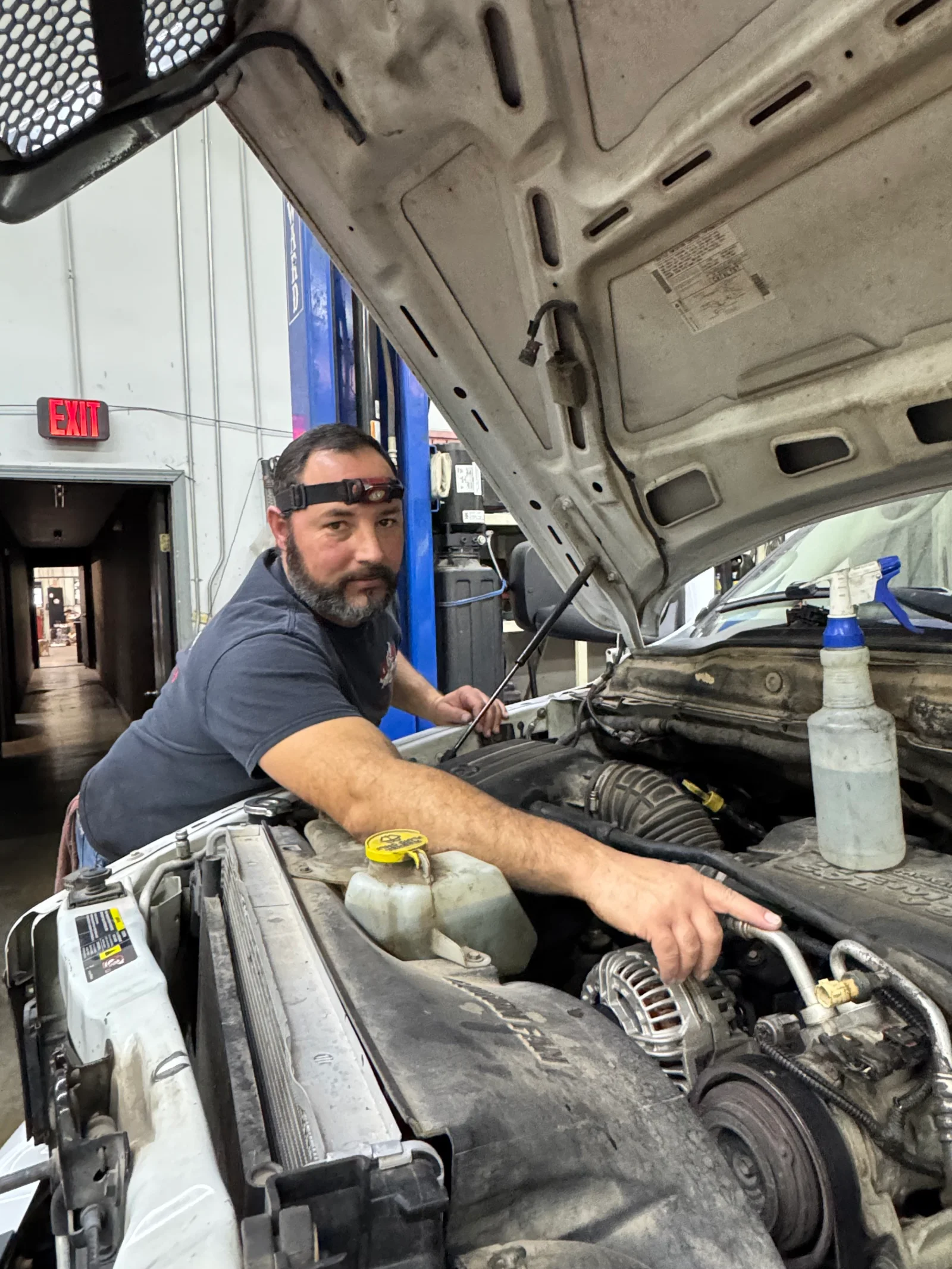 Stephen performing AC system diagnostics at G&S Machine Shop