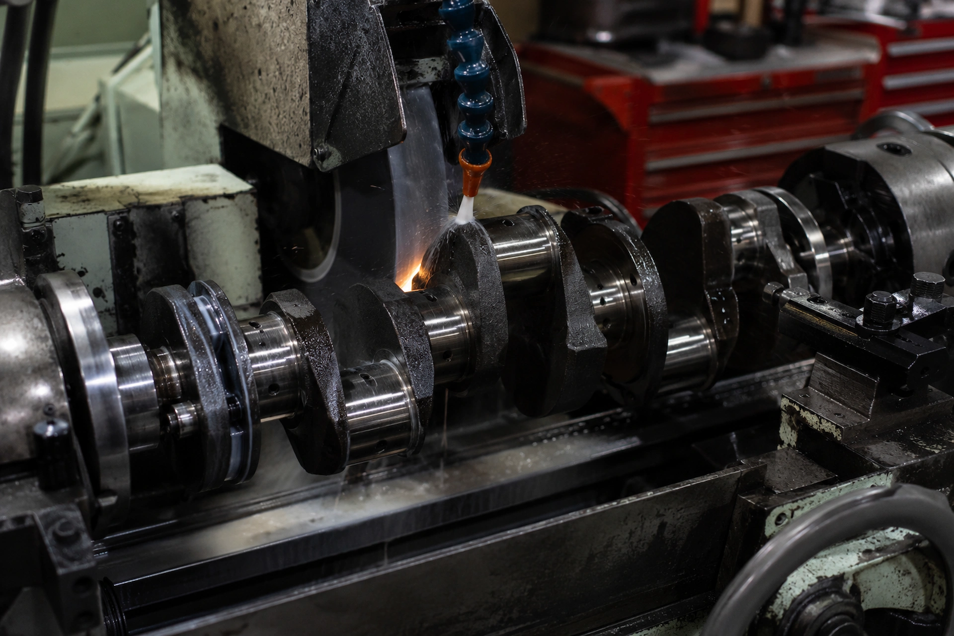 Crankshaft grinding at G&S Machine Shop