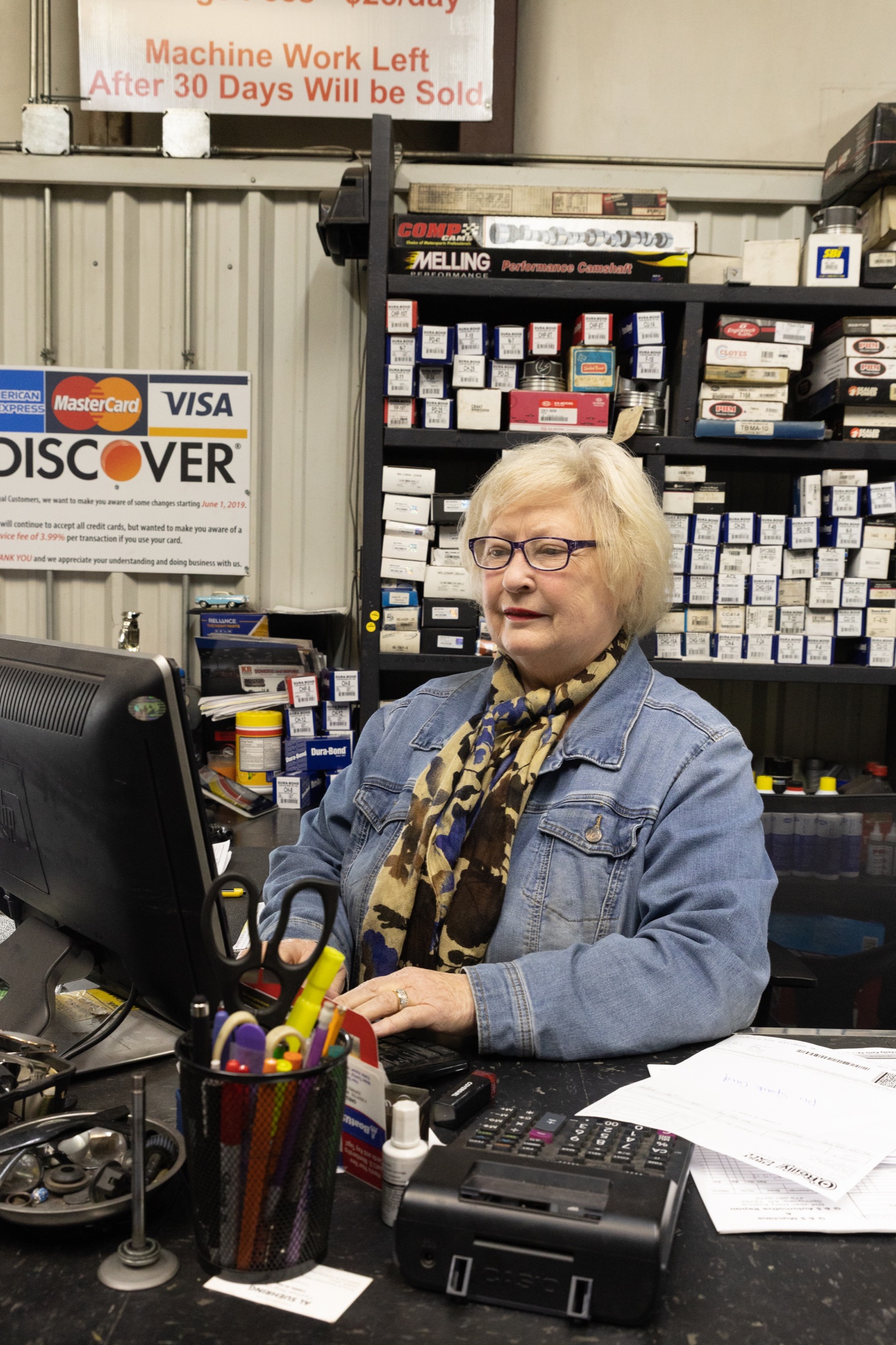 Beverly at G&S Machine Shop representing the welcoming front-of-shop presence customers know